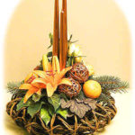 Orange-Copper Christmas Flower Arrangement