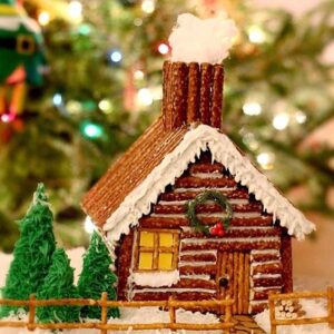 Free Log Cabin Gingerbread House Template – Celebrating Christmas